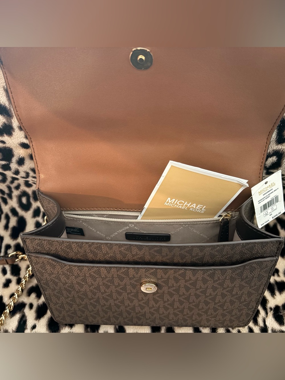 Michael Kors Black and Brown Leather Logo Crossbody - Picture 5 of 5